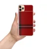 Bold Highland Plaid Clear Case for iPhone — classic tartan plaid pattern in deep crimson red with thick black and white