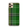 Celtic Green Tartan Clear Case for iPhone — classic tartan plaid pattern in deep forest green with black bands, white