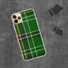 Celtic Green Tartan Clear Case for iPhone — classic tartan plaid pattern in deep forest green with black bands, white