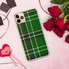 Celtic Green Tartan Clear Case for iPhone — classic tartan plaid pattern in deep forest green with black bands, white