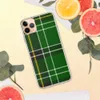 Celtic Green Tartan Clear Case for iPhone — classic tartan plaid pattern in deep forest green with black bands, white