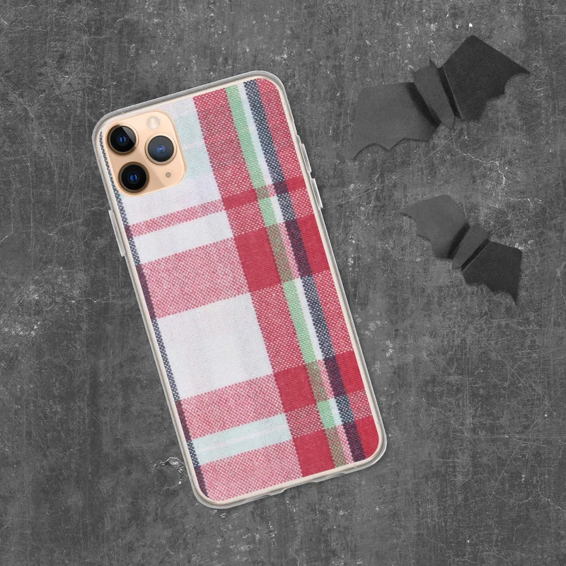 Classic Holiday Plaid Clear Case for iPhone — classic tartan plaid pattern in crimson red, deep navy, forest green