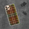 Highland Tartan Clear Case for iPhone — classic Scottish tartan pattern with deep crimson red and forest green blocks
