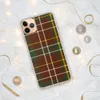Highland Tartan Clear Case for iPhone — classic Scottish tartan pattern with deep crimson red and forest green blocks