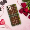 Highland Tartan Clear Case for iPhone — classic Scottish tartan pattern with deep crimson red and forest green blocks