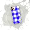 Blue Gingham Classic Clear Case for iPhone — bold cobalt blue and white gingham checkerboard pattern with alternating solid