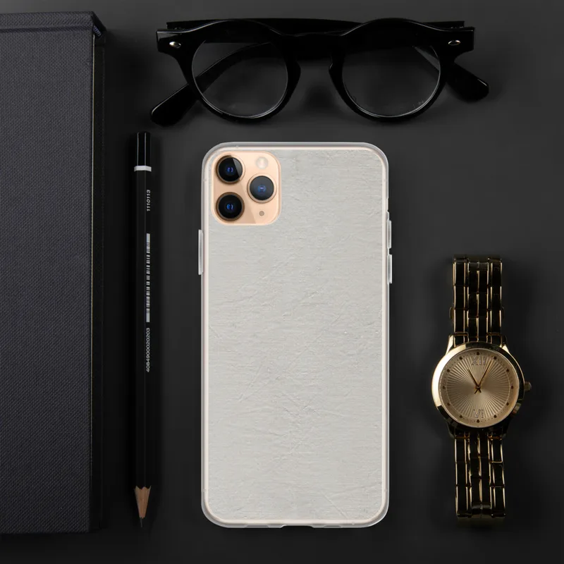 Understated Linen Texture Clear Case for iPhone — soft gray-white linen fabric texture with subtle woven grain and natural