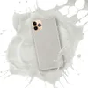 Understated Linen Texture Clear Case for iPhone — soft gray-white linen fabric texture with subtle woven grain and natural