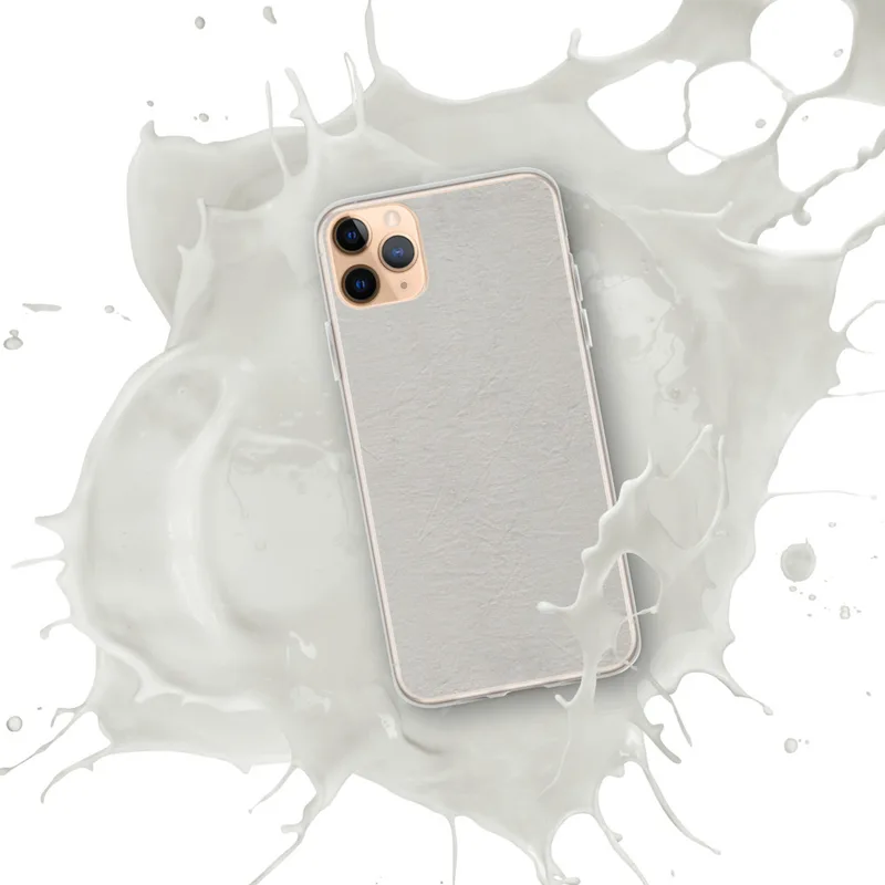 Understated Linen Texture Clear Case for iPhone — soft gray-white linen fabric texture with subtle woven grain and natural