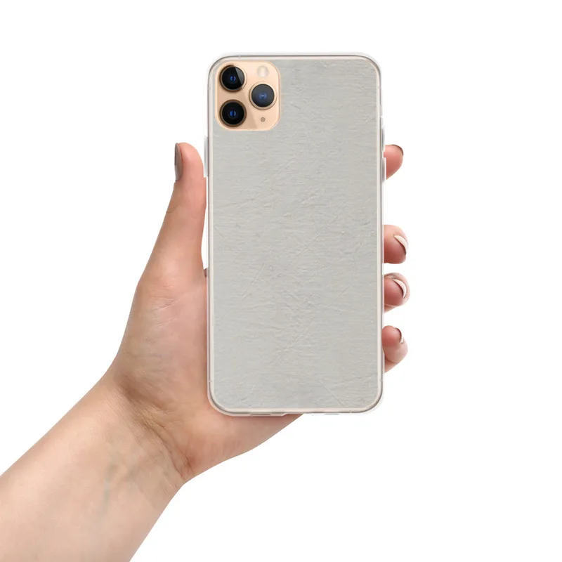 Understated Linen Texture Clear Case for iPhone — soft gray-white linen fabric texture with subtle woven grain and natural