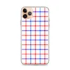 American Plaid Clear Case for iPhone — red, white, and blue gingham plaid grid with diagonal stripe detailing
