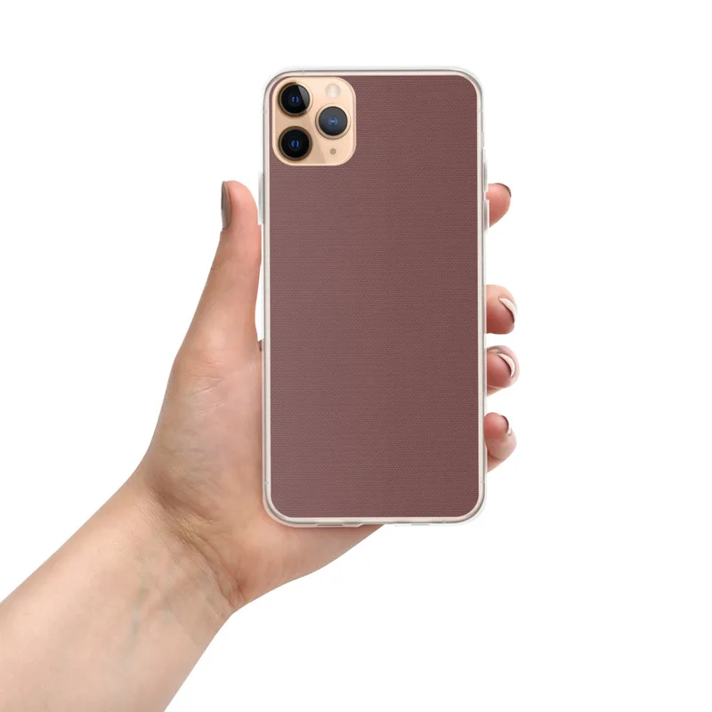 Deep Burgundy Texture Clear Case for iPhone — deep burgundy woven textile texture in rich merlot tones with subtle dot