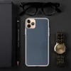 Dark Denim Texture Clear Case for iPhone — close-up woven dark indigo denim fabric texture with vertical grain lines