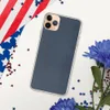 Dark Denim Texture Clear Case for iPhone — close-up woven dark indigo denim fabric texture with vertical grain lines