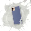Navy Twill Weave Clear Case for iPhone — diagonal fine-stripe twill weave pattern in deep navy blue and soft heather white
