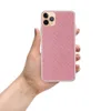 Rosy Diagonal Stripe Clear Case for iPhone — diagonal twill-weave stripe pattern in warm rose pink and crisp white repeating
