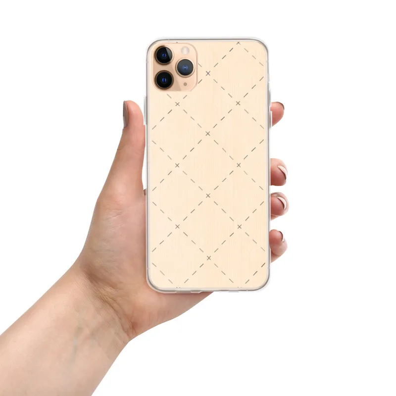 Delicate Cross Stitch Clear Case for iPhone — repeating diagonal lattice of dashed lines and small X cross marks on a soft