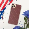 Crimson Cross Stitch Clear Case for iPhone — repeating white cross-stitch X marks and diagonal lines on a rich burgundy-red