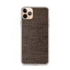Dark Woven Rattan Texture Clear Case for iPhone — tightly woven rattan basket pattern in deep espresso brown