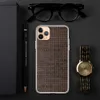 Dark Woven Rattan Texture Clear Case for iPhone — tightly woven rattan basket pattern in deep espresso brown