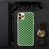 Green Woven Basket Weave Clear Case for iPhone — tightly interlaced basket weave pattern in deep forest green and soft mint