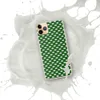 Green Woven Basket Weave Clear Case for iPhone — tightly interlaced basket weave pattern in deep forest green and soft mint