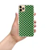 Green Woven Basket Weave Clear Case for iPhone — tightly interlaced basket weave pattern in deep forest green and soft mint