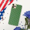 Green Woven Basket Weave Clear Case for iPhone — tightly interlaced basket weave pattern in deep forest green and soft mint