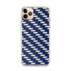 Steel Weave Blue Edition Clear Case for iPhone — interlocking woven grid of deep navy blue and brushed silver strips