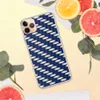 Steel Weave Blue Edition Clear Case for iPhone — interlocking woven grid of deep navy blue and brushed silver strips