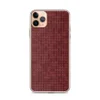 Crimson Knit Texture Clear Case for iPhone — close-up of a deep crimson knitted fabric with repeating V-stitch rows