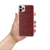 Crimson Knit Texture Clear Case for iPhone — close-up of a deep crimson knitted fabric with repeating V-stitch rows