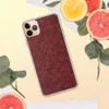Crimson Knit Texture Clear Case for iPhone — close-up of a deep crimson knitted fabric with repeating V-stitch rows