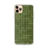 Cozy Knit Green Texture Clear Case for iPhone — seamless olive green knitted fabric texture with realistic interlocking yarn