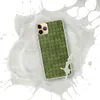 Cozy Knit Green Texture Clear Case for iPhone — seamless olive green knitted fabric texture with realistic interlocking yarn