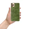 Cozy Knit Green Texture Clear Case for iPhone — seamless olive green knitted fabric texture with realistic interlocking yarn