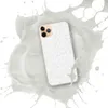 Winter White Knit Clear Case for iPhone — seamless white knit fabric texture with faint silver-gray snowflake motifs woven