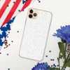 Winter White Knit Clear Case for iPhone — seamless white knit fabric texture with faint silver-gray snowflake motifs woven