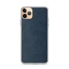 Midnight Navy Texture Clear Case for iPhone — dense horizontal grain texture in deep navy and dark indigo tones with subtle