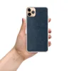 Midnight Navy Texture Clear Case for iPhone — dense horizontal grain texture in deep navy and dark indigo tones with subtle