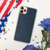 Midnight Navy Texture Clear Case for iPhone — dense horizontal grain texture in deep navy and dark indigo tones with subtle