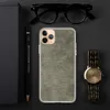 Woven Earth Texture Clear Case for iPhone — tightly woven horizontal line texture in layered taupe, charcoal, and warm grey
