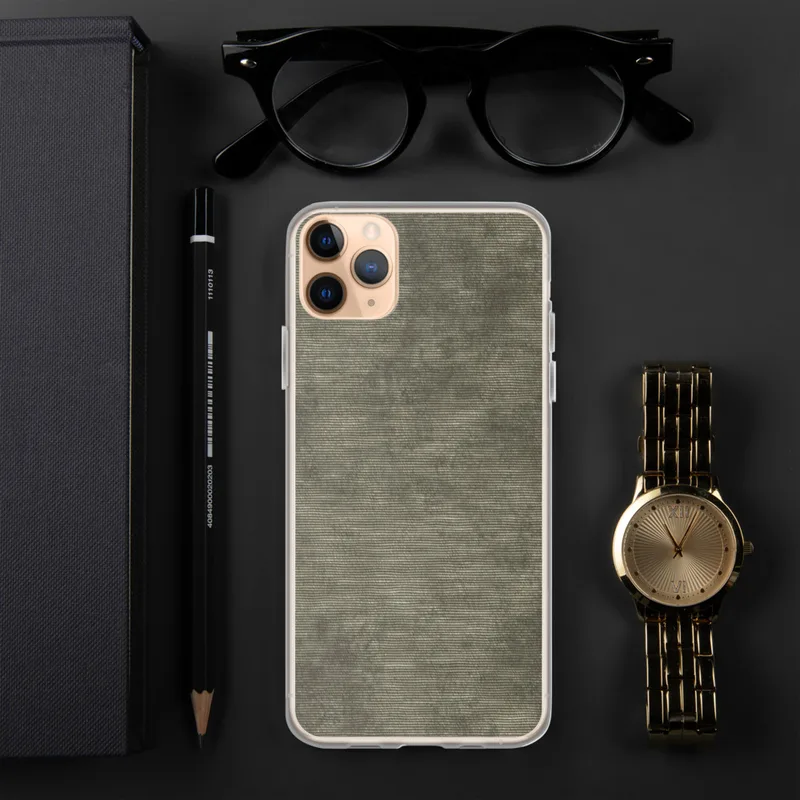 Woven Earth Texture Clear Case for iPhone — tightly woven horizontal line texture in layered taupe, charcoal, and warm grey