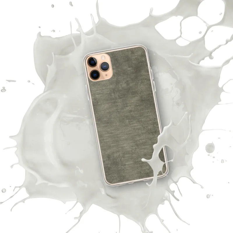 Woven Earth Texture Clear Case for iPhone — tightly woven horizontal line texture in layered taupe, charcoal, and warm grey
