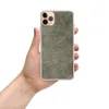 Woven Earth Texture Clear Case for iPhone — tightly woven horizontal line texture in layered taupe, charcoal, and warm grey