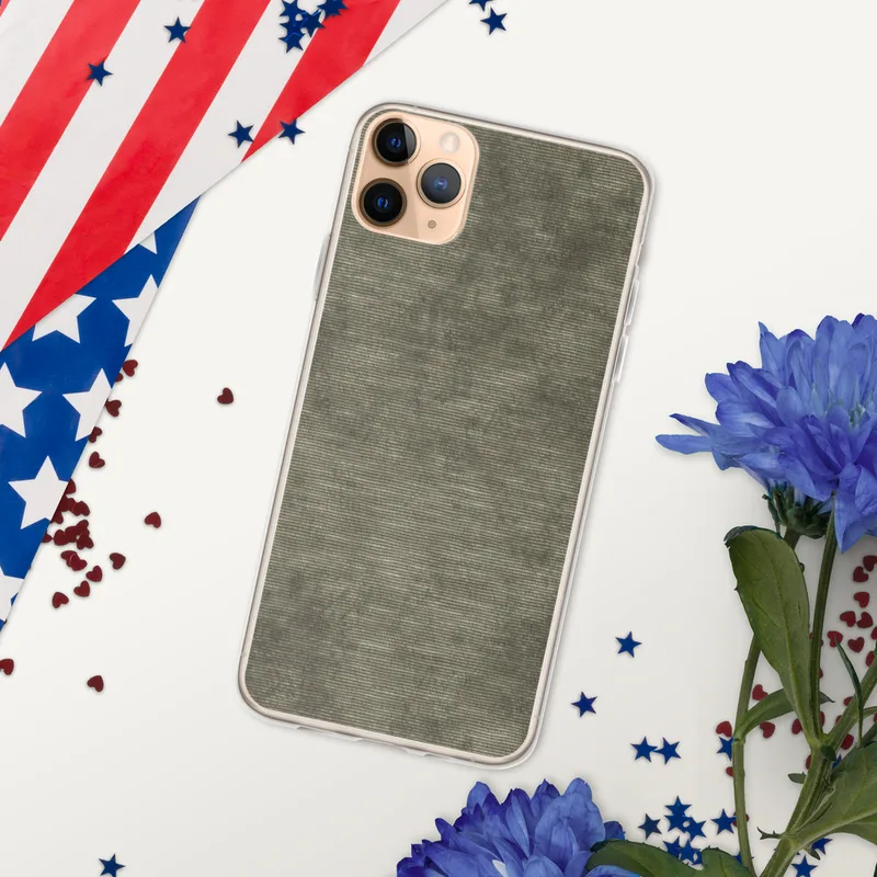Woven Earth Texture Clear Case for iPhone — tightly woven horizontal line texture in layered taupe, charcoal, and warm grey