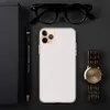 Pure Clarity Minimal Clear Case for iPhone — solid white woven textile texture with subtle natural fiber variation