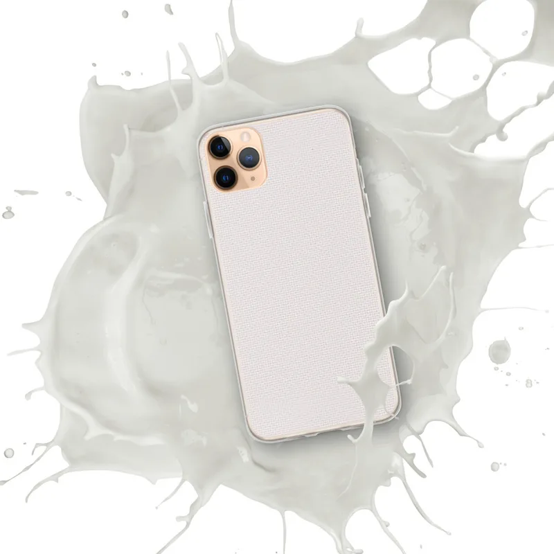 Pure Clarity Minimal Clear Case for iPhone — solid white woven textile texture with subtle natural fiber variation