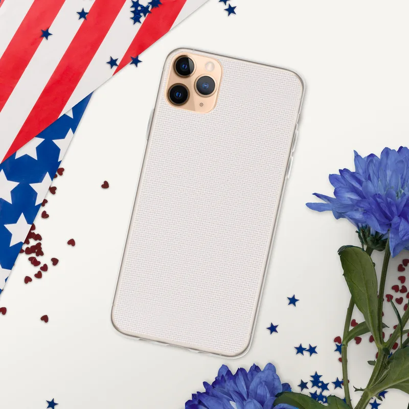 Pure Clarity Minimal Clear Case for iPhone — solid white woven textile texture with subtle natural fiber variation