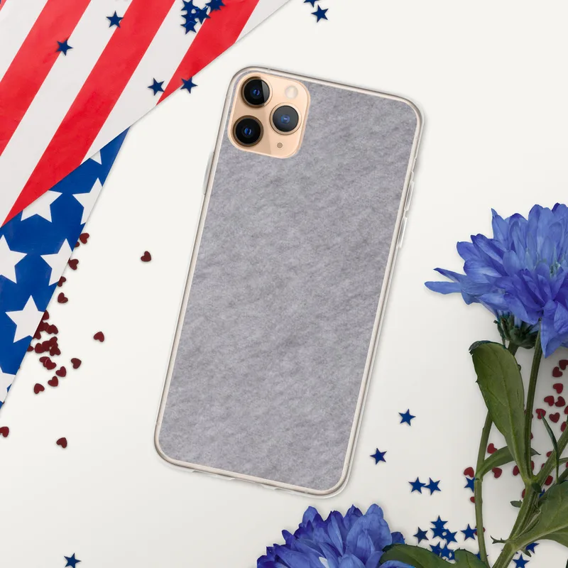 Silver Mist Minimal Clear Case for iPhone — soft heathered silver and light grey mist texture with subtle depth and a smooth